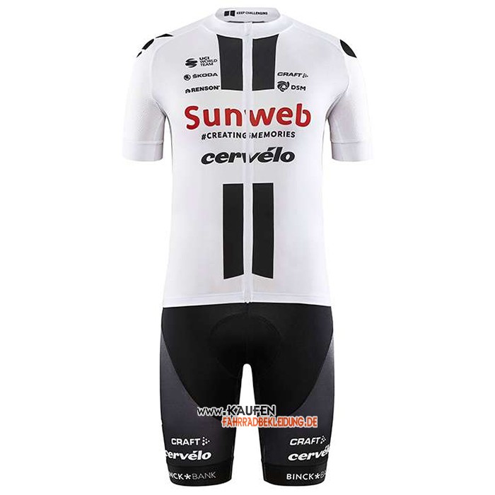 Sunweb Kurzarmtrikot 2020 und Kurze Tragerhose Wei